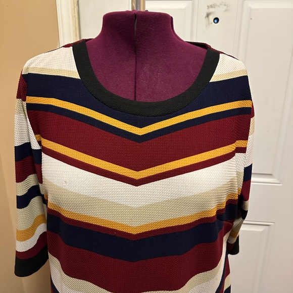 Ashley Stewart Chevron Stripe Long Sleeve Dress - Picture 2 of 5